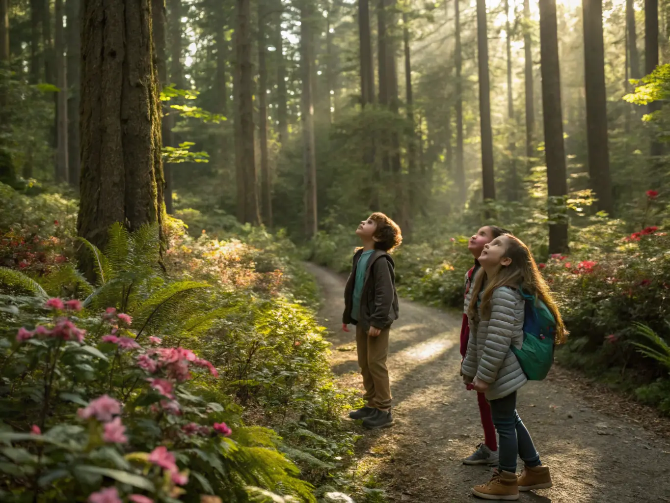 A photograph featuring children participating in a nature walk organized by the SOCIETE COMMUNALE DES CHASSEURS, emphasizing community engagement and education.